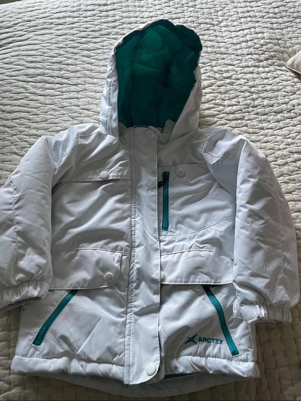 Arctix 5K Toddler Girls 4T Ski Snowboard Jacket white teal hood